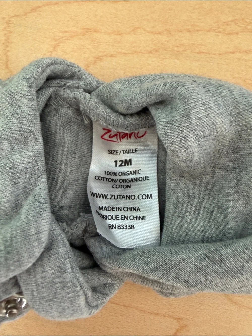 NWOT Zutano Gray Snap-On Organic Cotton Baby Booties